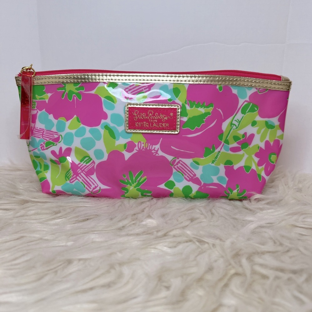 Lilly Pulitzer For Este Lauder Plastic Tropical Floral Small Travel Makeup Bag‎